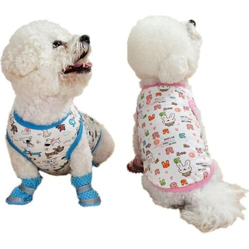 Pet Dog Clothes Vest Floral Cartoon Camouflage Spring and Summer Breathable and Comfortable Outdoor Vest Small Dog Clothing Vest