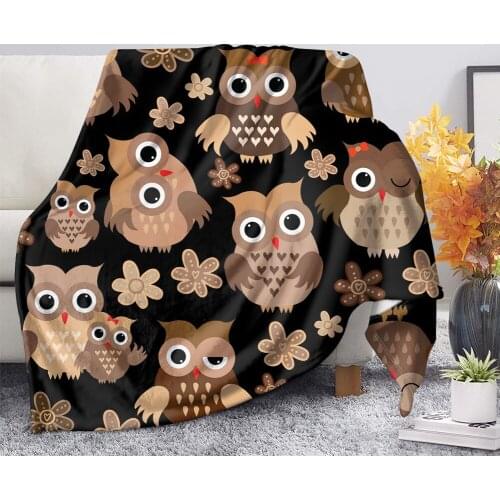 Upestory Cartoon Owl Throw Blanket Soft Flannel Blanket for Chair Travelling Camping Kids Adults Bed Couch Cover Nap Blanket
