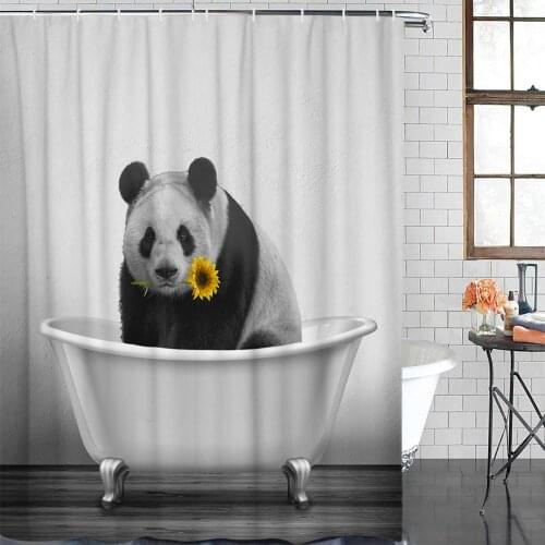 Sunflower Bathtub Panda Shower Curtain Polyester Fabric Waterproof Shower Curtains Modern Bathroom Curtain