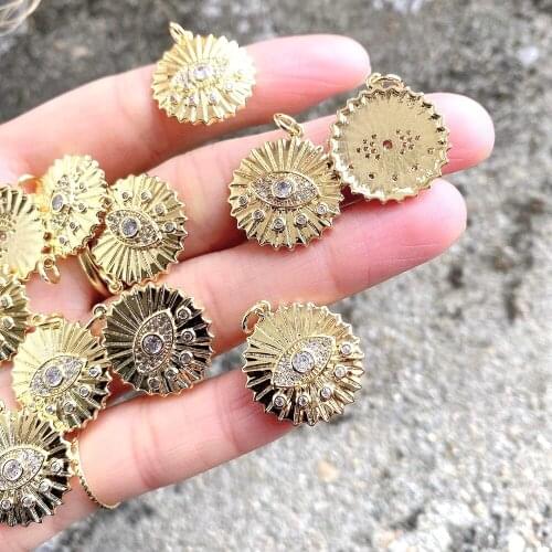 10Pcs Eye CZ Pave Charm Pendants for DIY Jewelry Making Findings Accessories