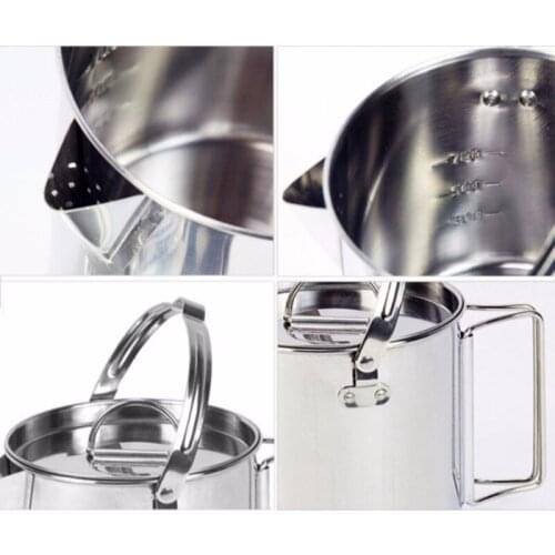 Camping Kettle Stainless Steel Outdoor Cooking Kettle 1.2L Hanging Pot for Hiking Backpacking Picnic