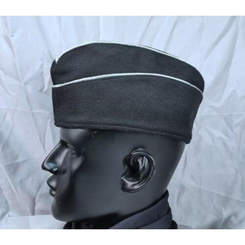 WWII GERMAN ELITE OFFICER PANZER BLACK WOOL GARRISON CAP field HAT FULL SIZE