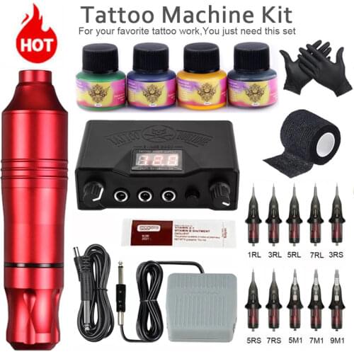 Professional Tattoo Machine Sets Rotary Pen With Cartridges Needles Permanent Makeup Machine Accessories Body Art Tattoo Supply