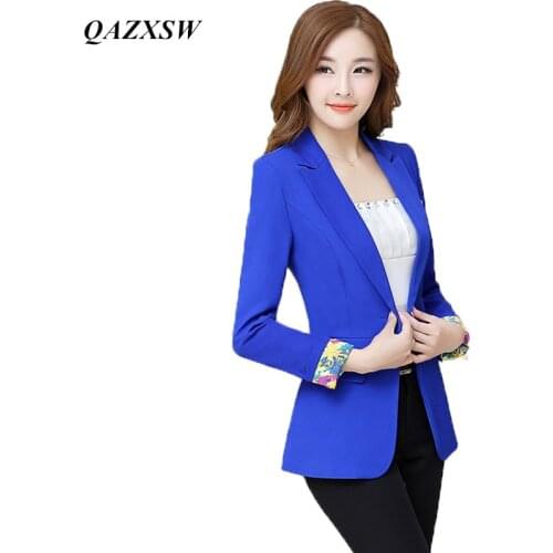 QAZXSW 2019 Autumn Women Long Sleeve Single Button WomenS Jacket Office OL High-Grade Fashion Slim Short WomenS Suits YX8804