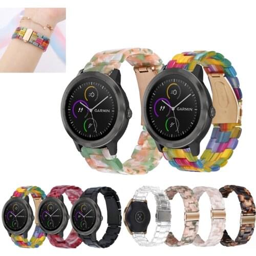 20mm 22mm Transparent Resin Strap Band for Garmin Vivoactive 3 Music for Venu Sq /Forerunner 645 245 Replacement strap