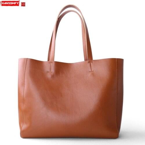 2021 New Leather Bag Women Handbag Female Shoulder Messenger Bag Large-capacity Tote Bag Briefcase First Layer Cowhide Fashion