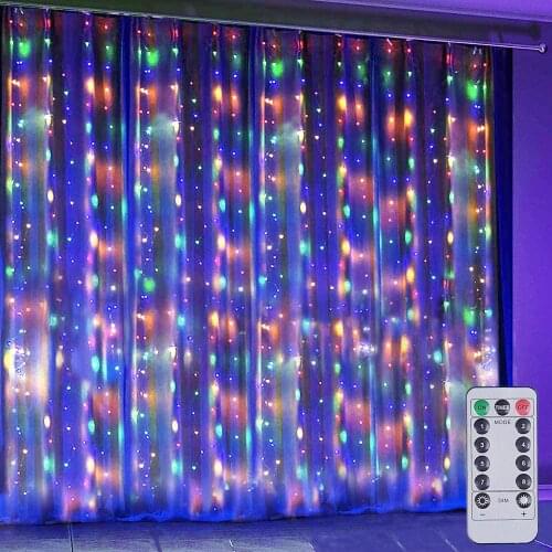 Solar Powered 3x1M/3x2M/3x3M LED Copper Wire Curtain String Lights Waterproof Outdoor Window Lights For Christmas Party Wedding