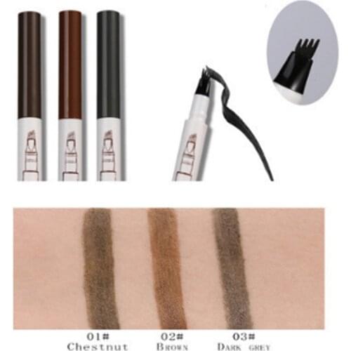 Eyebrow Tattoo Pen 4 Head Fine Sketch Enhancer Fork Tip Eyebrow Tattoo Tint Eyebrow Gel Pencil Waterproof Microblading Makeup