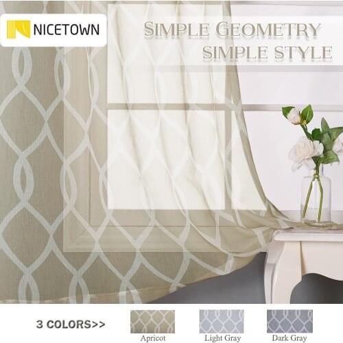 NICETOWN 3 Colors Moroccan Pattern Trellis Design Bedroom Window Privacy Translucent Voile Sheer Curtain Drapes for Dining Room