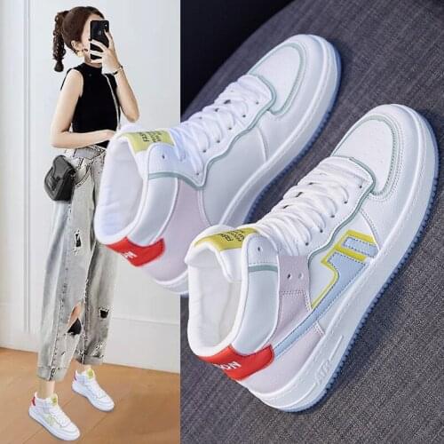 Okkdey All-match high-top plus cashmere warm sports shoes women 2020 new Korean student running shoes women ins casual shoes