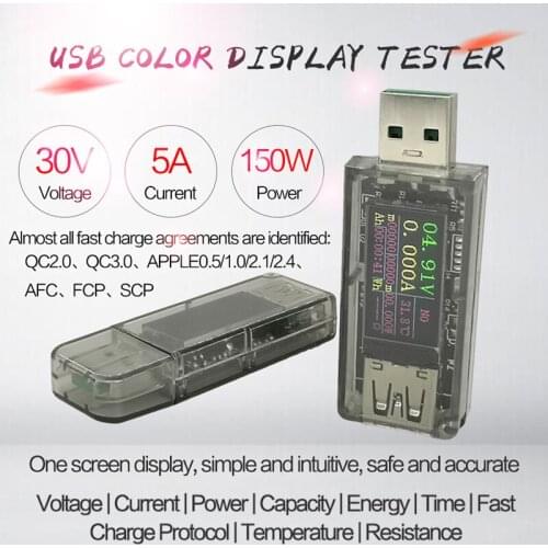 Usb тестер Monitor Detector Tester Capacity Voltage Current Timing power temperature Watt 4-30V 0-5A Charge LCD battery tester