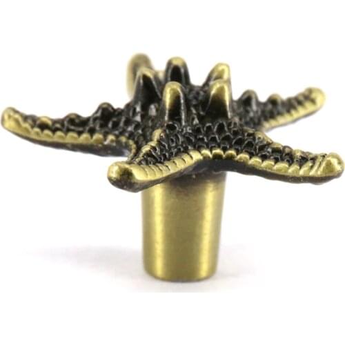 Vintage Bronze Furniture Handle Starfish Knobs Cupboard Drawer Kitchen Modern Pull Handle Zinc alloy Hardware