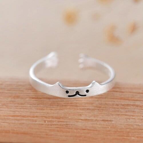Personality Retro Vintage Silver Color Cat Rings For Women Wedding Engagement Jewelry Big Finger Rings Anillos