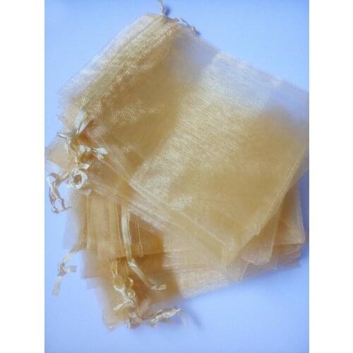 500pcs 10*15cm Gold Organza Gift Bag Jewelry Packaging Display Bags Drawstring Pouch For Bracelet/necklace Mini Yarn Bag