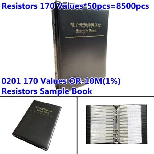 0201 SMD Resistor Sample Book 170values*50pcs=8500pcs 1% 0R-10M Chip Resistor Assorted Kit 3R 4.7R 10R 100R 1K 10K 100K 330K