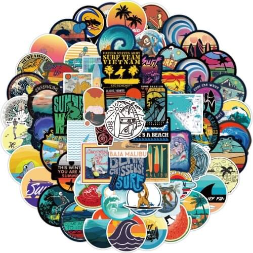 10/50/100PCS Cartoon Summer Surf Beach Sunshine Boy Toy Graffiti Suitcase Refrigerator Skateboard Waterproof Sticker Decal