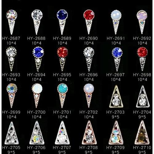 10pcs/lot, Alloy Nail Art 3d Flat Back Colorful Diamonds Pearl Jewelry Rhinestones Nail Tips Decorations