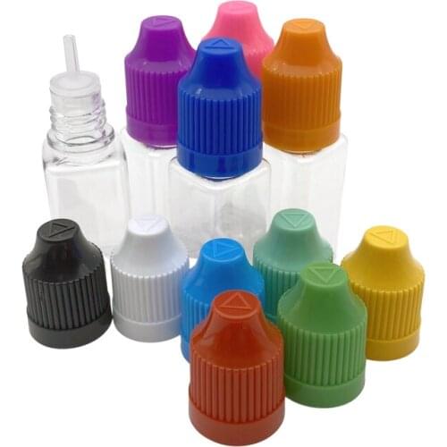 20pcs Empty Square 10ml Clear PET Plastic Dropper Bottles with Childproof Cap and Thin Tip Clear PET E liquid Bottle