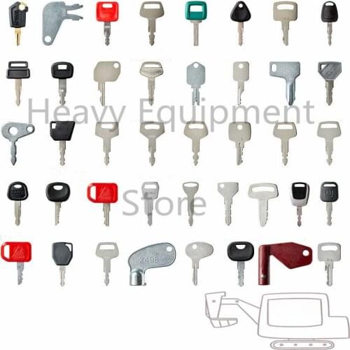 41 Heavy Equipment key Set For Caterpillar Komatsu Hitachi Deawoo JCB Bobcat Yanmar John Deere Kubota High Quality