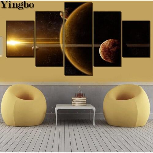 5 Piece 5d diy full drill square round diamond painting Space universe planet landscape embroidery diamond mosaic Home Decor