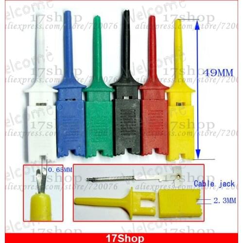 60PCS 6 color Grabbers Probes SMT IC Hook Test Clip cableS SOLDER DIY