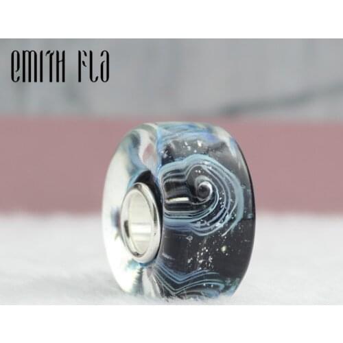 925 Sterling Silver Large Hole Vortex Murano Glass Beads European Charm Beads Fit Brand Bracelet Round Beads Jewelry Gift