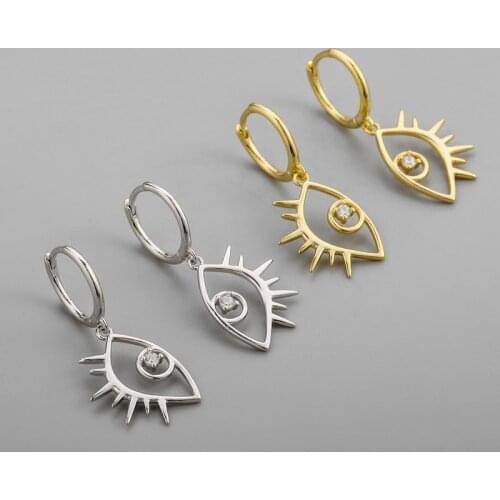925 Sterling Silver Punk Eyes Charm Stud Earring For Women Girls Party Jewelry Pendientes Accessories eh123