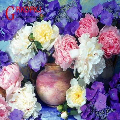 GRKDPKJ 5d diamond painting full drill square diamond embroidery Cross stitch pictures of rhinestones Art flower arrangement ima