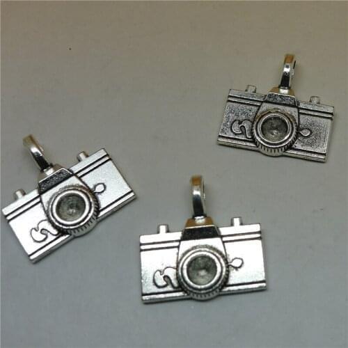 ALYMMO 4Pcs/lot Vintage Silver/Bronze Camera Charms 20x21mm Hand Made Jewelry Findings