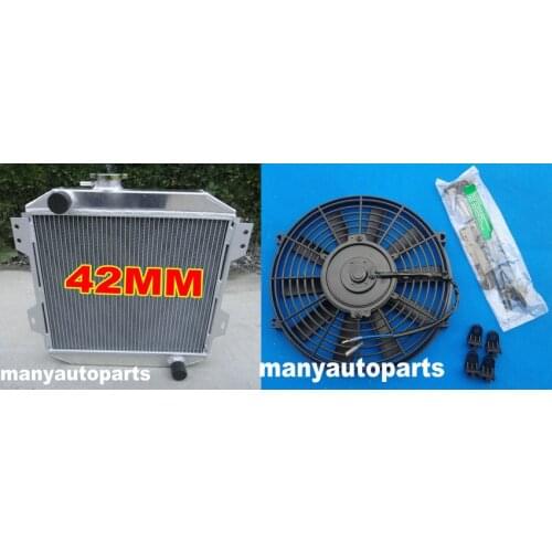 42MM Aluminum radiator For Ford Capri MK1 MK2 MK3 Kent 1.3L 1.6L / 2.0 Essex /Escort 1.6 & 12" fan