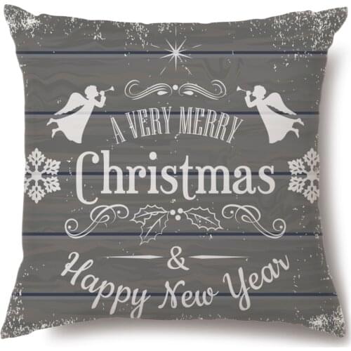Artinlive New Fashion 45x45cm Super Soft Pillowcases Christmas Gray Print Decorative Sofa Cushion Cover Home Decoration