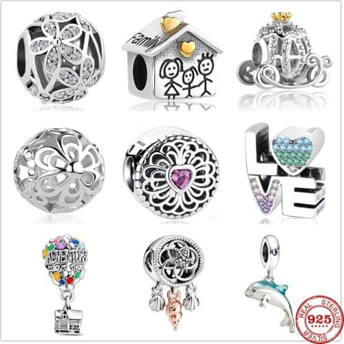 New Sweet Home House Bloom Flower Love Charm Beads Fit Original Pandora Charms Silver 925 Bracelet For Women DIY Fine Jewelry