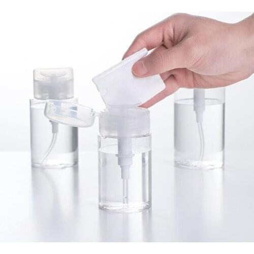 Portable 200ml Empty Plastic Nail Polish Remover Alcohol Liquid Press Pumping Dispenser Bottle High Quality Push Bottle Travel