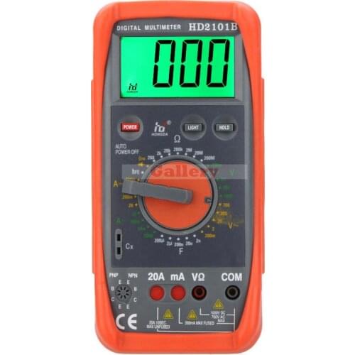 Hd Hd2101b Digital Multimeter Dmm Ammeter Voltmeter Ohmmeter W Capacitance Hfe & Lcd Backlight Meter Tester Digital Multimeter