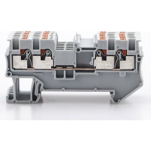 Din Rail Terminal Block PT 1.5-QUATTRO 4 Wire Conductor Push In Spring Screwless Contact Feed Through 10pcs Wire Connectors