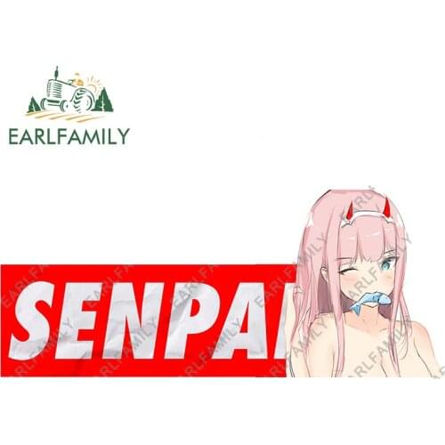 EARLFAMILY 13cm x 5.5cm for Senpai Waifu Zero Two Car Stickers RV JDM Vinyl Decal Car Door Protector Graffiti Surfboard Decals