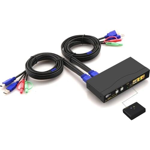 HDMI KVM Switch 2 Port 4Kx2K@60Hz, 3D, YUV 4:4:4 PC Monitor Keyboard Mouse Switcher for Computer Laptop DVR NVR Xbox PS3 PS4