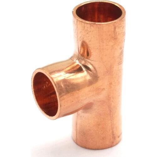 I.D 6.35x0.8mm Copper End Feed Euqal Tee 3 Ways Pipe Adapter Air Conditioner Refrigeration Gas Water Oil