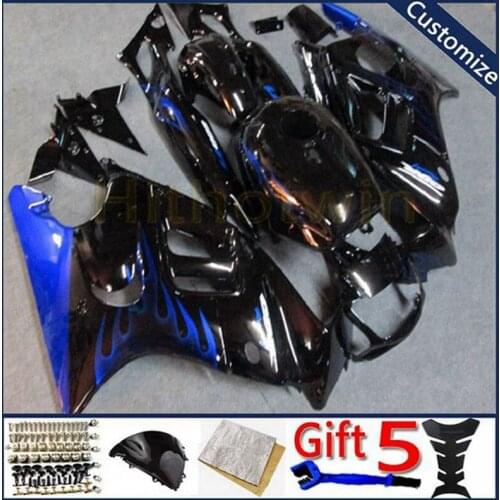 Custom motorcycle panels Body Kit For CBR600F3 1997 1998 CBR600 F3 97 98 ABS plastic motor Fairing kit blue flames