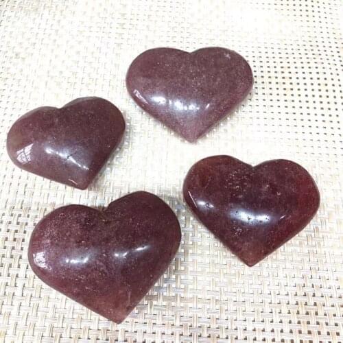 Strawberry crystal Heart Natural Stones Quartz Healing Gemstones Reiki Decoraiont
