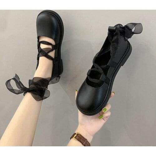 Small Leather Shoes Female Spring and Autumn British Style All-match Cute Japanese Uniform Shoes Lace Up Big Toe Shoes