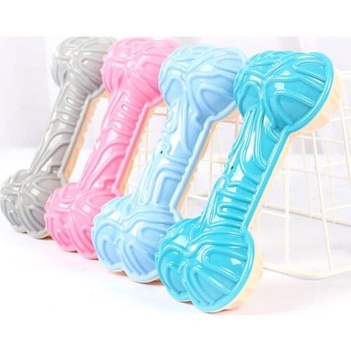 TPR Soft Rubber Pet Dog Squeak Toys Bone Bite Resistant Molar Interactive Toy For Small Large Dogs Puppy Rubber Chew Bones