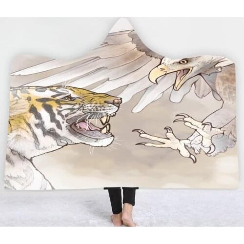 Animal Beast Hooded Cloak Blanket Tiger Eagle Double Plush Blanket Office Lunch Break Air Conditioning Blanket