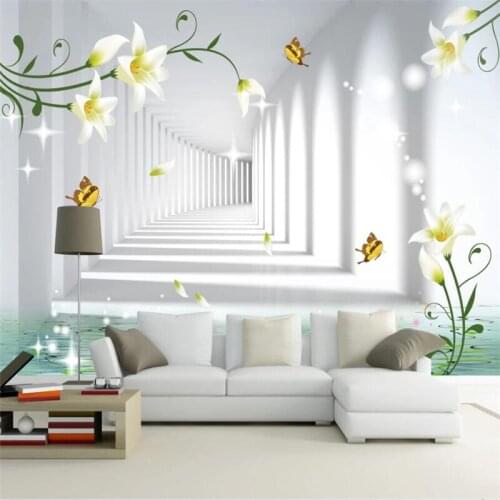 Custom wallpaper 3d mural papel de parede dream lily butterfly love flower TV background wall living room bedroom 3d wallpaper