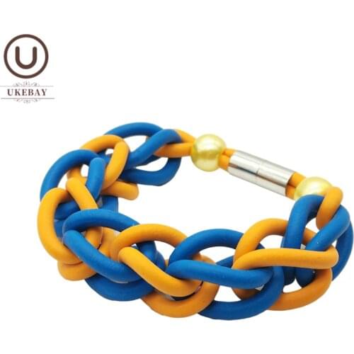 UKEBAY New Handmade Charm Bracelets For Women Rubber Bangles Boho Jewelry Pearl Accessories Designer Luxury Chains Wholesale