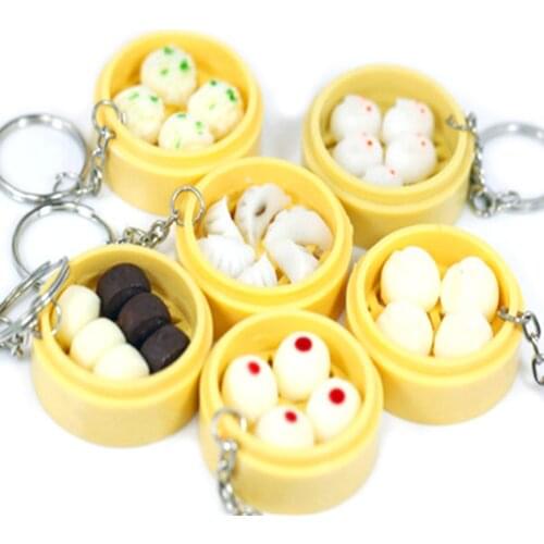 New Mini Simulation Food Key Chain Cute Car Bag Keychain Mini Bowl Food Bag Charm Key Ring