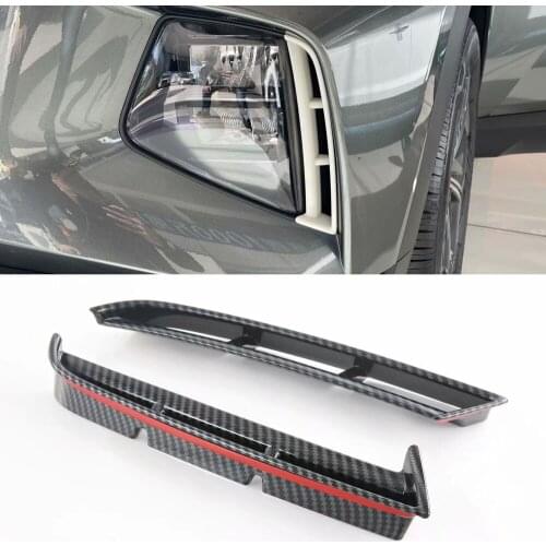 For Hyundai Tucson NX4 2021 2022 Carbon Fiber Front Fog Light Eyebrow Cover Trim Foglight Air Vent Fender Frame Accessories