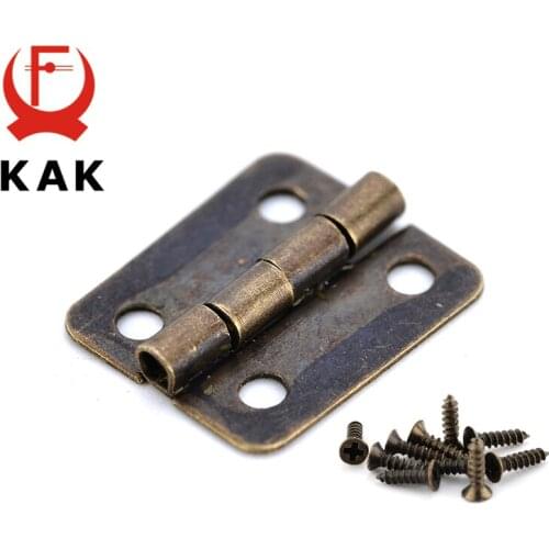 10PCS KAK Mini Bronze Gold Hinge Square Antique Door Hinges For Wooden Cabinet Drawer Jewellery Box Furniture Hardware