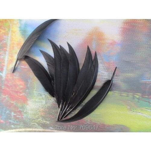 Plumas de colores! 200PCS/LOT!10-15cm Curved Black Goose Quill Feathers Wild Duck Feathers 4-6inch/10-15cm diy hot