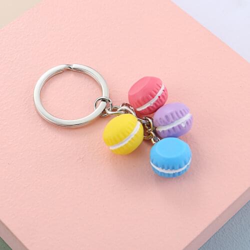 Lovely Colorful Strawberry Donut Keychain Cake Cream Bread Key Ring Food Key Chain For Women Girls Teens DIY Handmade Jewelry